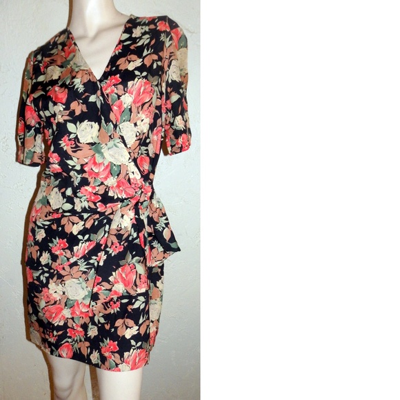 Laura Ashley Dresses & Skirts - Laura Ashley NWOT Black Floral Mini Wrap Dress